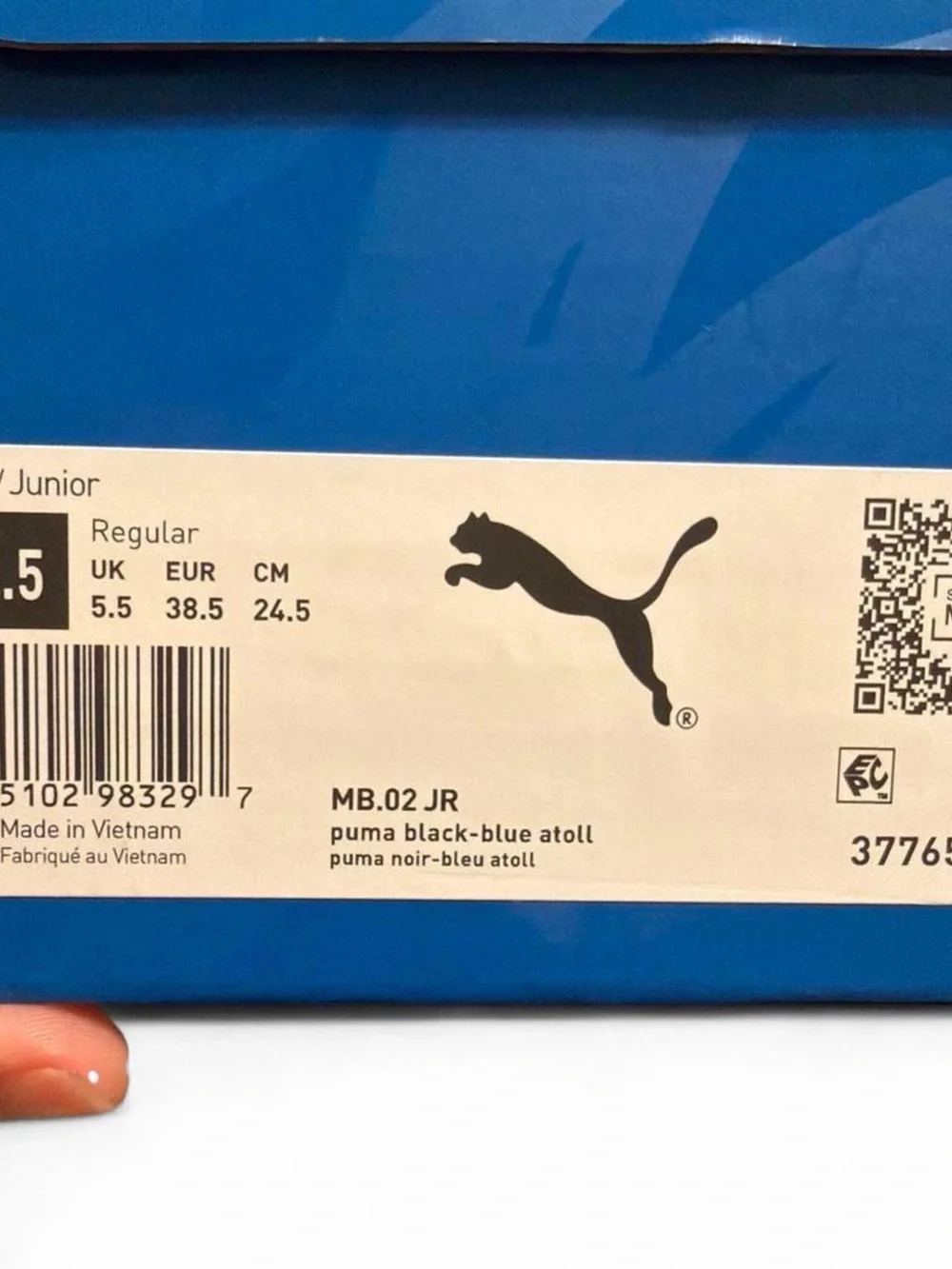 Puma Kids Black Sneakers with Blue Accents